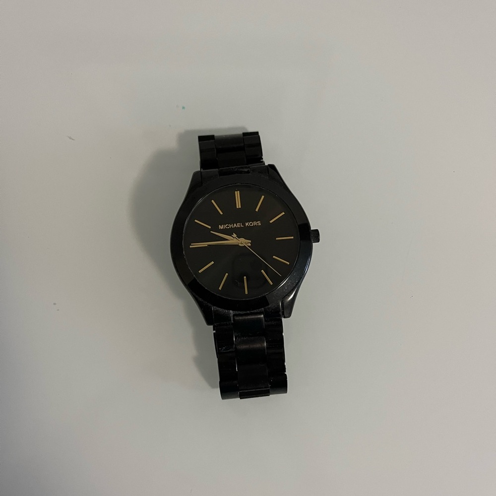Michael Kors Black and Gold Accent Link Bracelet Watch